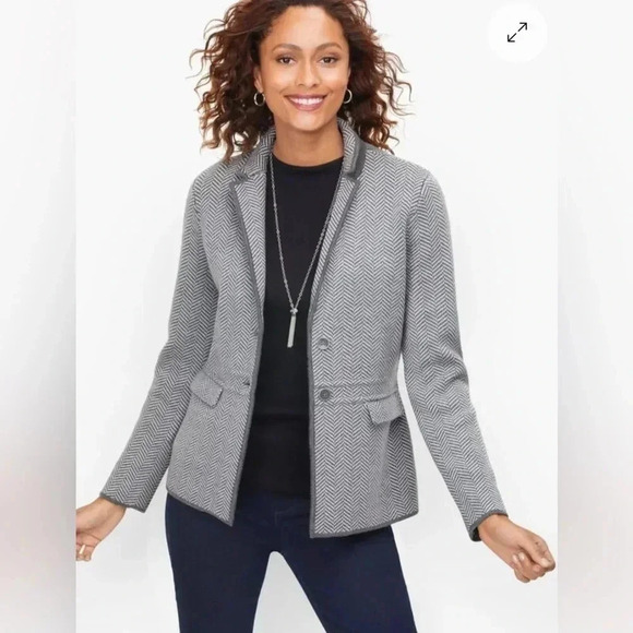 TALBOTS MERINO SWEATER JACKET - HERRINGBONE SZ Medium - Picture 1 of 11